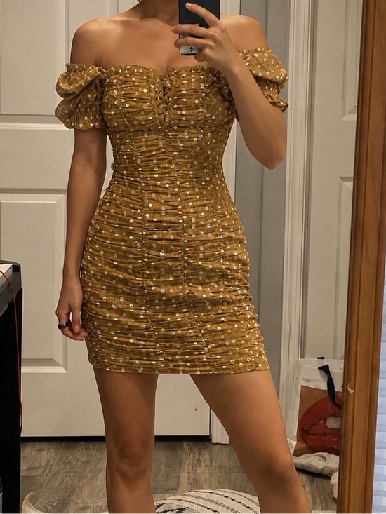 Finders Keepers Dresses & Skirts - NWT Finders Keepers Elegant Tan Ruched Dress